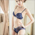 Lace Thin Deep V Solid Color Bra Panties Set