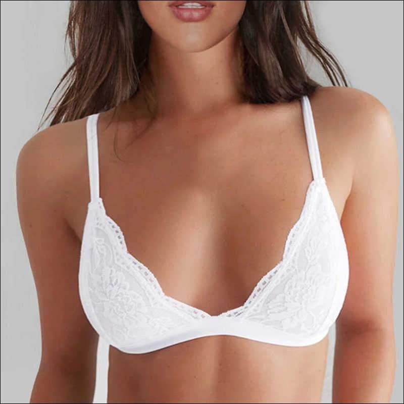 Lace Ultra-thin Triangle Solid Color Bralette - Lingerie & 