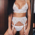 Lace Underwear Bra Set With Garter 3pcs Set
