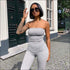 Lace-up Knit Strapless Sleeveless Jumpsuits