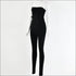 Lace-up Knit Strapless Sleeveless Jumpsuits