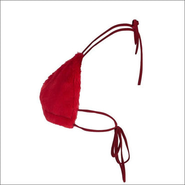 Lace-up Solid Color Plush Bra Pattern Top