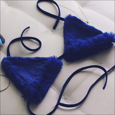 Lace-up Solid Color Plush Bra Pattern Top