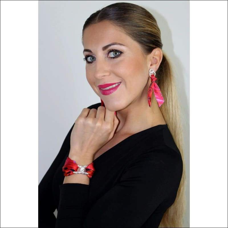 Lady Butterfly silk tie earring & bracelet set - Set & 