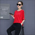 Lady Stripes Pattern Half-sleeve Loose Pattern Sports T-shirt Pants Set