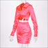 Lapel Knotted Long-sleeve Top And Bodycon Skirt Fashion Two-piece set