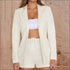 Lapel Long-sleeve Blazer Belt Decor High-waisted Shorts Suit Set