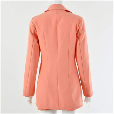 Lapel Long-sleeve Blazer Belt Decor High-waisted Shorts Suit Set