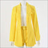 Lapel Long-sleeve Blazer Belt Decor High-waisted Shorts Suit Set