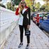 Lapel Patchwork Long-sleeve Coat And Slim Pants