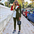 Lapel Patchwork Long-sleeve Coat And Slim Pants