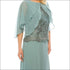 Le Bos Cool Sage Mesh & Chiffon Long Evening Cape Dress