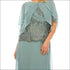 Le Bos Cool Sage Mesh & Chiffon Long Evening Cape Dress