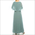 Le Bos Cool Sage Mesh & Chiffon Long Evening Cape Dress