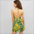 Leaf Print Backless Halter Neck Vacation Casual Shorts