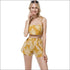 Leaf Print Crop Camisole And Wide Leg Shorts Set