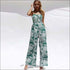 Leaves Printed Sleeveless Loose Jumpsuits