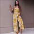 Leaves Printed Sleeveless Loose Jumpsuits