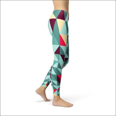 Leggings with Colorful Geometric Triangles