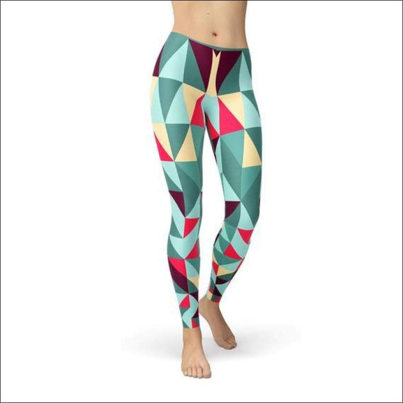 Women’s Leggings w/ Colorful Geometric Triangles - Leggings