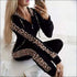 Leopard Patchwork Long-sleeve Hoodie And Casual Pants Two Pieces Sets