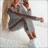Leopard Patchwork Long-sleeve Hoodie And Casual Pants Two Pieces Sets