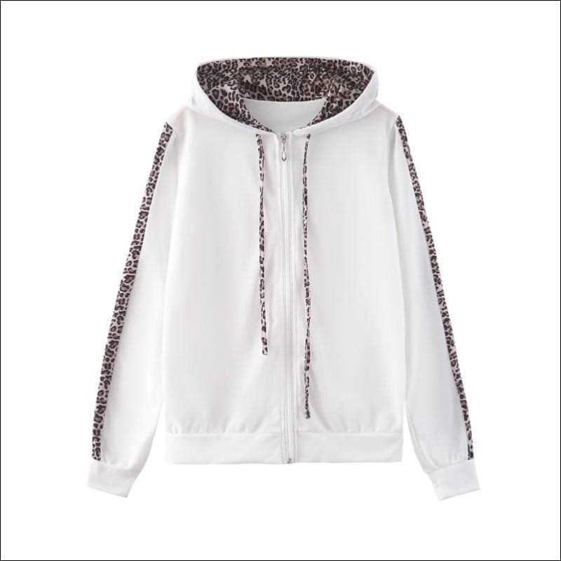 Leopard Patchwork Long-sleeve Hoodie And Casual Pants Two 