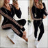 Leopard Patchwork Long-sleeve Hoodie And Casual Pants Two Pieces Sets