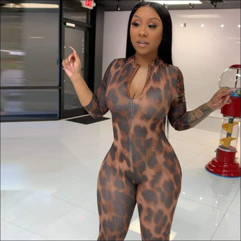 Leopard Print High Waist Sports - M / Leopard - Jumpsuits