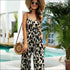 Leopard V-neck Sleeveless Lace-up Sling Jumpsuits