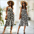 Leopard V-neck Sleeveless Lace-up Sling Jumpsuits