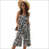 Leopard V-neck Sleeveless Lace-up Sling Jumpsuits