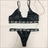 Letter Design Mesh Push-up Seamless Bra Panties Set
