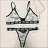Letter Design Mesh Push-up Seamless Bra Panties Set