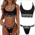 Letter Pattern Patchwork Women Lingerie 2pcs/Set