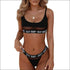 Letter Pattern Patchwork Women Lingerie 2pcs/Set