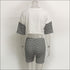Letter Print Round Neckline Tee And Tight Plaid Shorts Two Pieces Sets