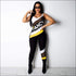 Letter Print Sleeveless Tight Jumpsuits