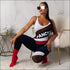 Letter Print Sleeveless Tight Jumpsuits