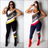 Letter Print Sleeveless Tight Jumpsuits