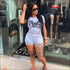 Letter Print Tee And Hollow Shorts Sports Two Pieces Sets