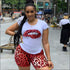 Lips Print Short-sleeve Top And Leopard Tight Shorts