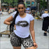 Lips Print Short-sleeve Top And Leopard Tight Shorts