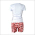 Lips Print Short-sleeve Top And Leopard Tight Shorts