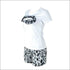 Lips Print Short-sleeve Top And Leopard Tight Shorts