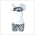 Lips Print Short-sleeve Top And Leopard Tight Shorts