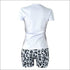Lips Print Short-sleeve Top And Leopard Tight Shorts