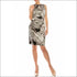 London Times Black Grey Floral Print Satin Sheath Dress