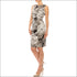 London Times Black Grey Floral Print Satin Sheath Dress