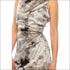 London Times Black Grey Floral Print Satin Sheath Dress